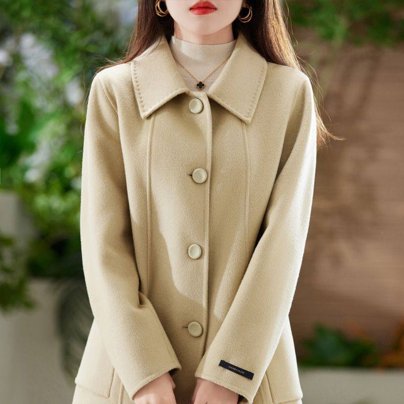 2025秋冬新款双面羊绒大衣女中长款直筒显瘦100％纯羊毛毛呢外套,淘宝优惠券,粉丝福利购,淘宝优惠卷