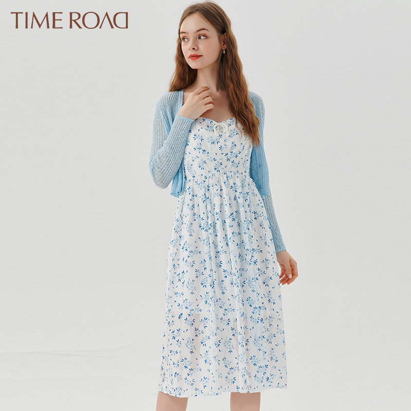 time road汤米诺雪纺吊带炸街女夏 timeroad时尚套装