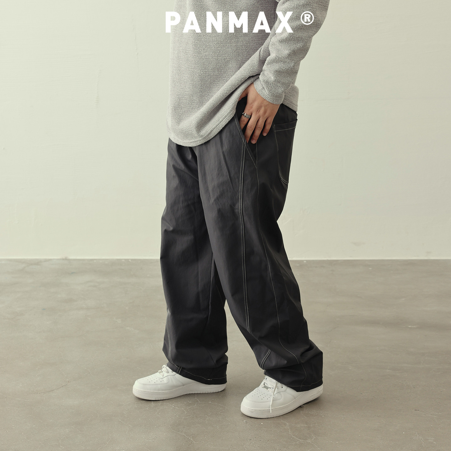 PANMAX潮牌大码男装休闲裤秋冬直筒运动裤轻运动拼线设计宽松长裤,淘宝优惠券,粉丝福利购,淘宝优惠卷