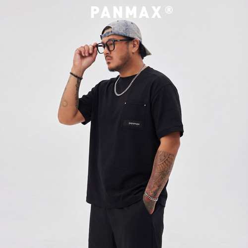PANMAX潮牌男装春夏短袖空气棉弹力舒适不易褶皱口袋T恤极简设计 - 图1
