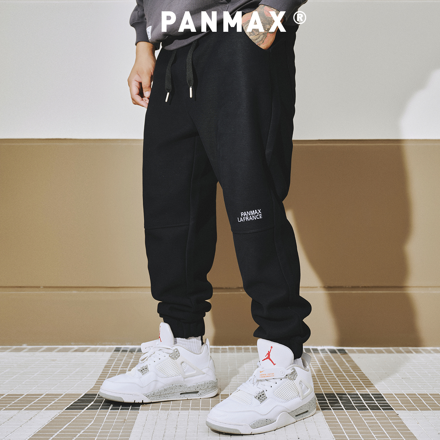 【加绒卫裤】PANMAX大码男装2025秋冬加大束脚美式休闲垂坠运动裤 - 图0