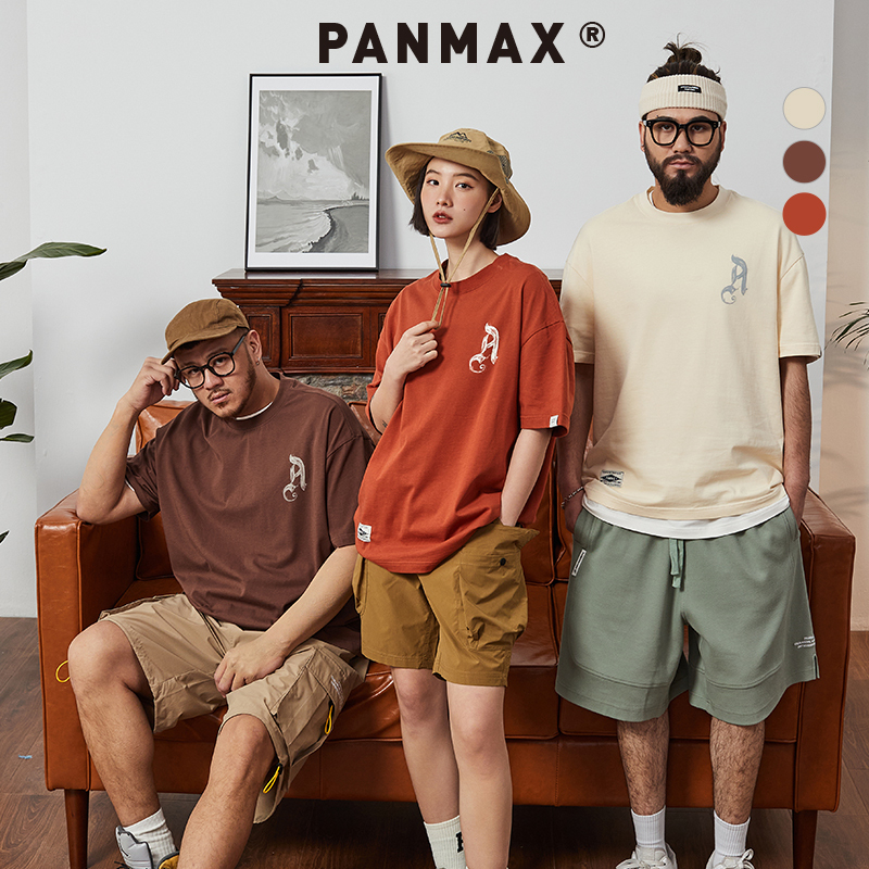 PANMAX大码男装加肥加大美式凉感T恤体恤上衣服短袖男装纯棉夏季