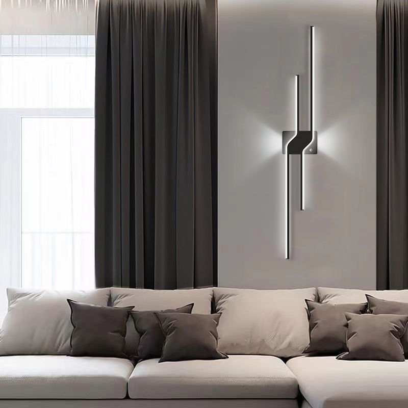 充电款简约现代网红长条壁灯客厅电视背景墙格栅免布线遥控触摸灯 - 图0