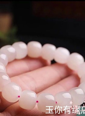 青海色料和田色古雅素老形藕粉手链油籽料细料女款百搭爱情手链