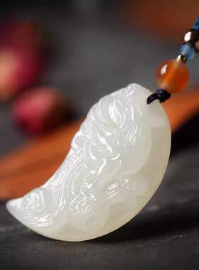 天然玉石龙凤情侣吊坠一对男女款古代定情信物一人一半玉坠玉佩女