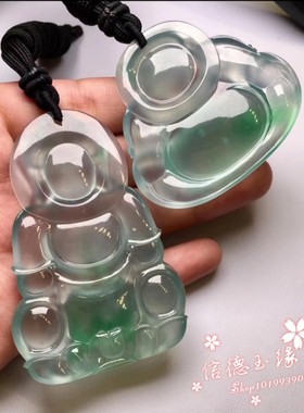 冰种满阳绿翡翠色观音佛项链吊坠玉佩男女款高端平安百搭玉坠