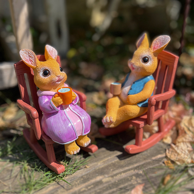 可爱办公室桌面兔子摇椅摆件花园阳台庭院造景盆栽幼儿园松弛装饰,淘宝优惠券,粉丝福利购,淘宝优惠卷