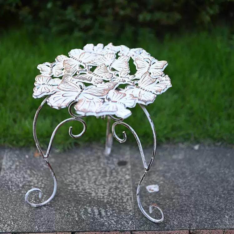 花园做旧铁艺花凳蝴蝶铸铁花盆托架庭院阳台民宿多肉绿植置物架子,淘宝优惠券,粉丝福利购,淘宝优惠卷