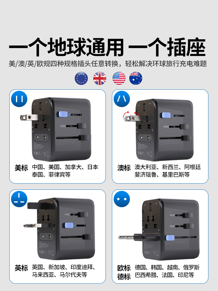 全球通国际转换插头英标英式万用插座旅行插头转换器出国万能插头 - 图0