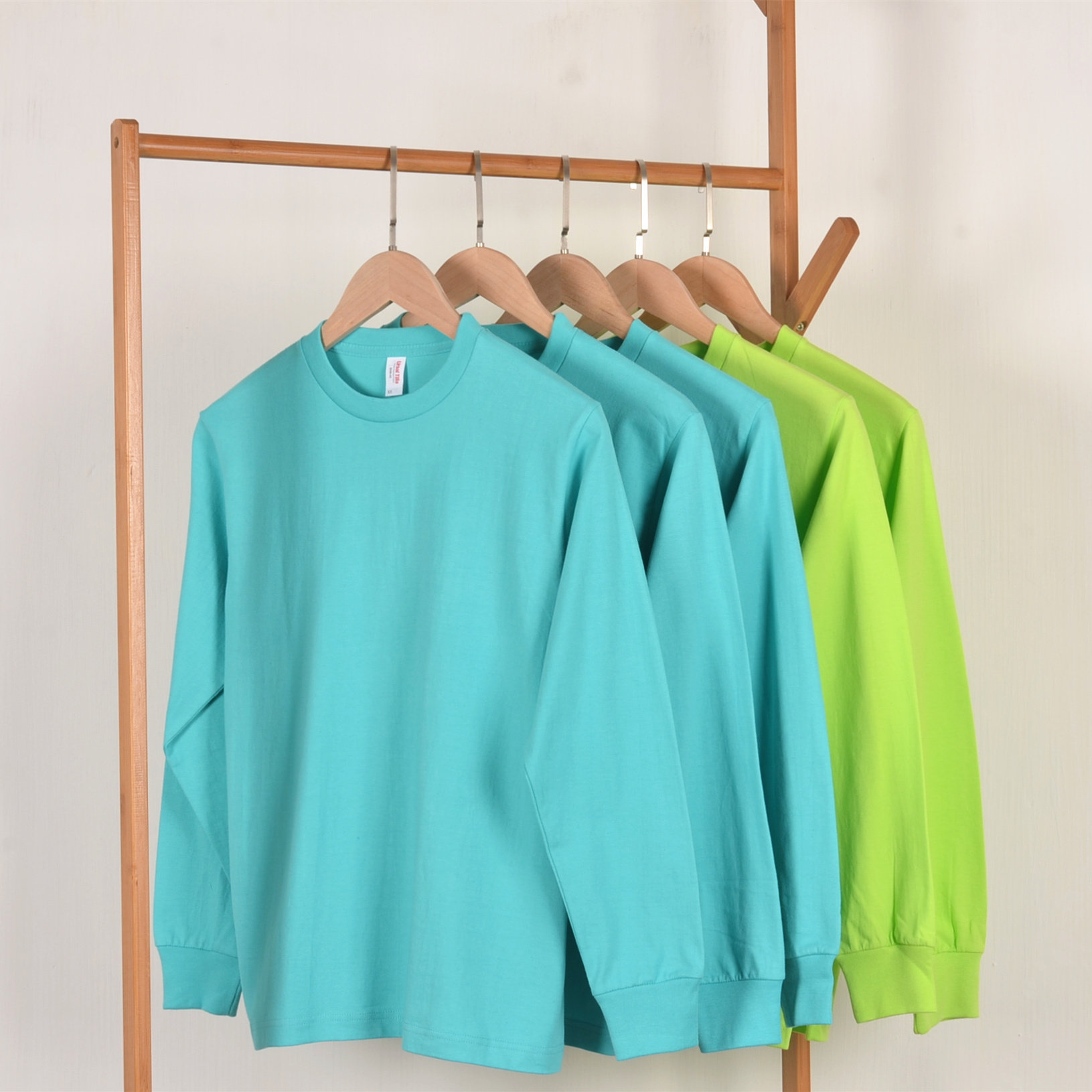 【小白家】鲜黄色糖果色250g重磅纯棉厚实圆领长袖全棉T恤女男