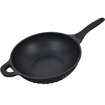 麦饭石不粘锅炒锅家用电磁炉煤气灶专用