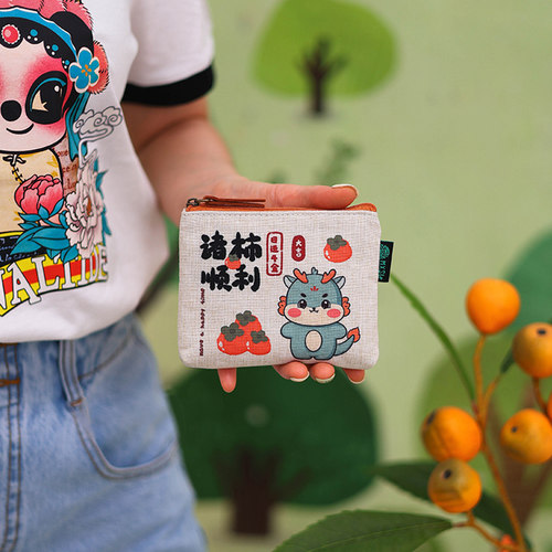 原创新年国潮棉麻帆布拉链硬币包女学生迷你可爱零钱包口红包小号 - 图0