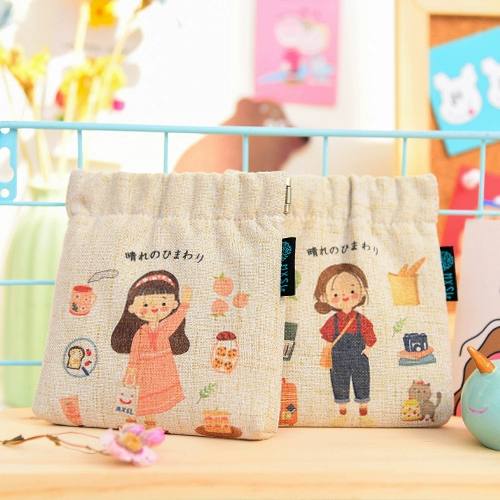 Оригинальный японский шоппер, кошелек, маленькая сумка через плечо, милые монеты, из хлопка и льна