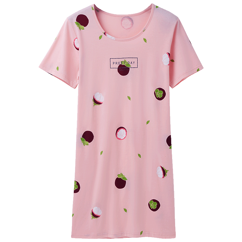 三枪夏水柔棉圆领短袖女士起居睡裙 三枪家诚睡裙