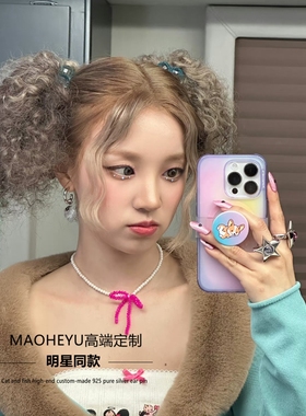 甜辣风珍珠蝴蝶结锁骨链