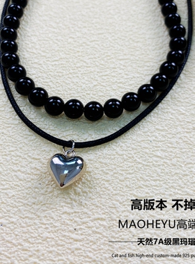 不掉色S925纯银心形项链叠带