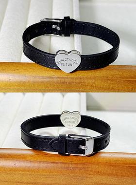 S925纯银高级黑色皮绳项圈