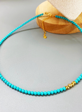 S925纯银新中式绿松石项链小众