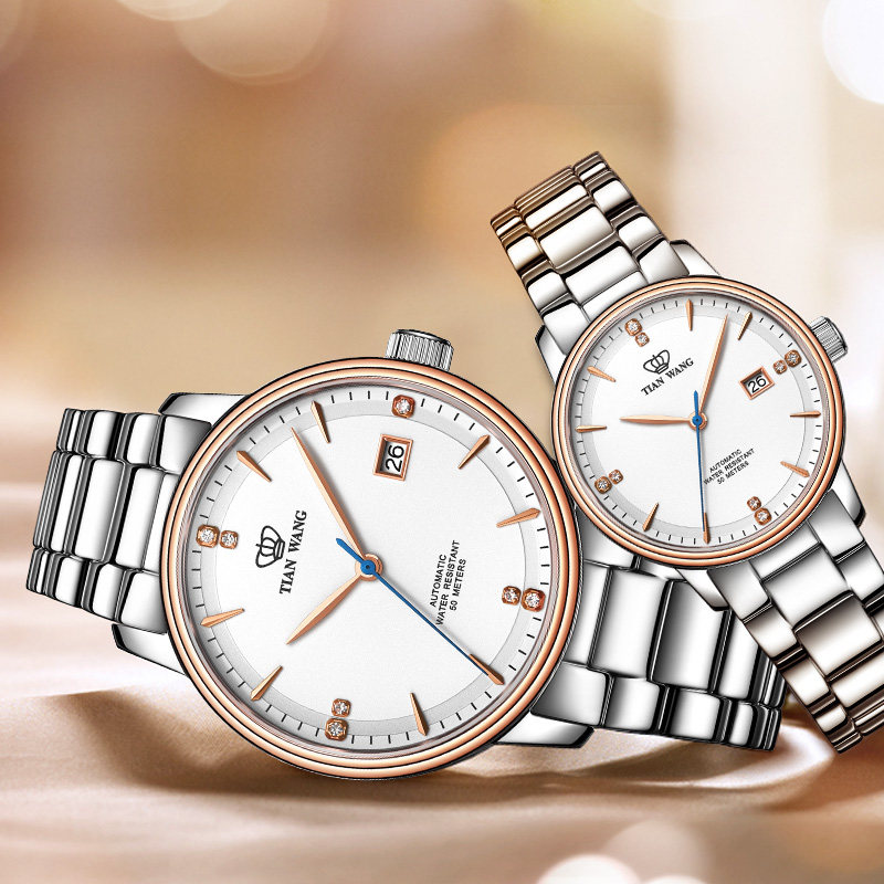 天王昆仑系列蓝针商务防水机械表 天王国产腕表