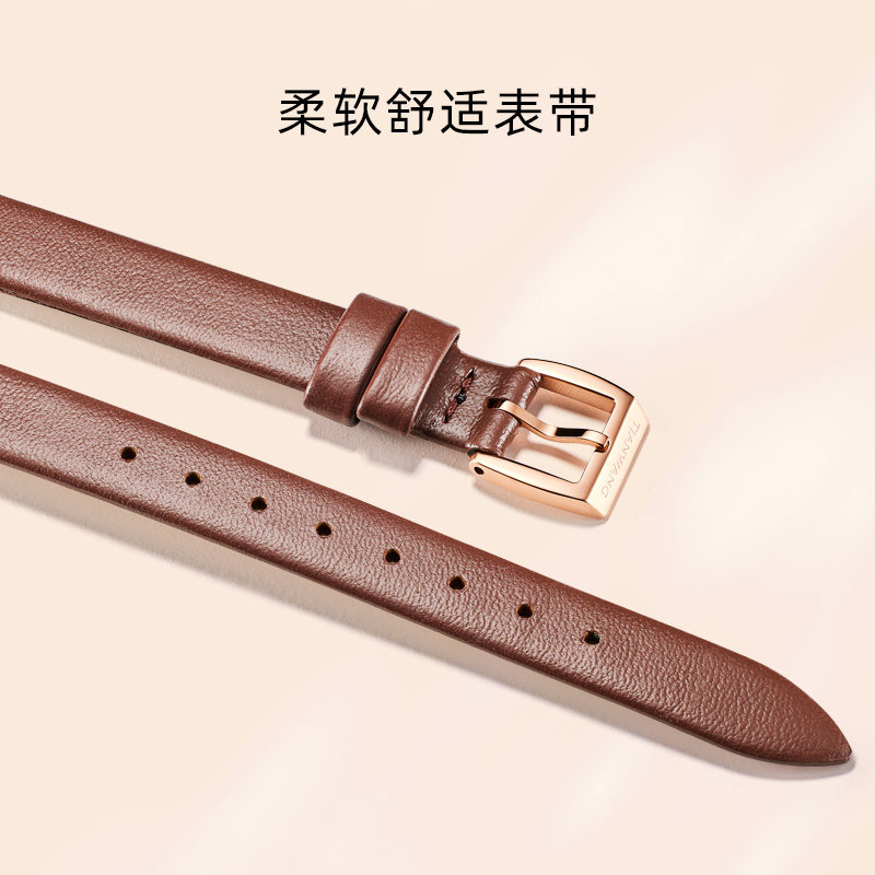 天王2023秋冬新品复古摩登小方表美拉德小棕表女士石英手表31384