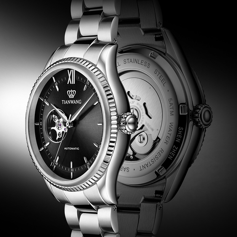 天王昆仑系列镂空51232商务机械表 天王国产腕表