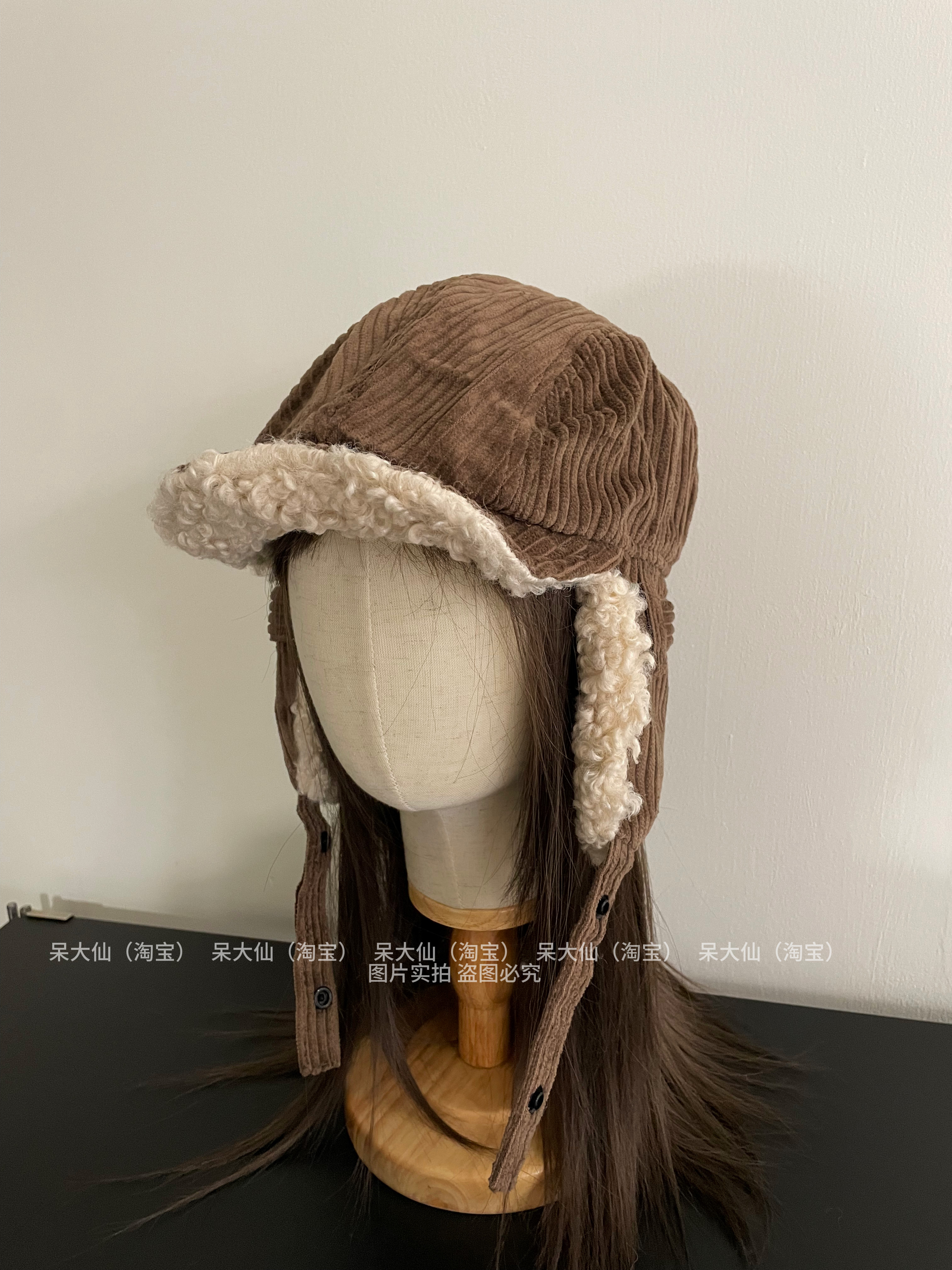 美式复古～灯芯绒雷锋帽子男女秋冬保暖护耳飞行帽日系加绒鸭舌帽,淘宝优惠券,粉丝福利购,淘宝优惠卷