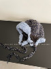 The color matching is so beautiful. Handmade crocheted plush ear protection Lei Feng hat for women in autumn and winter. Warm retro mixed color flying hat.