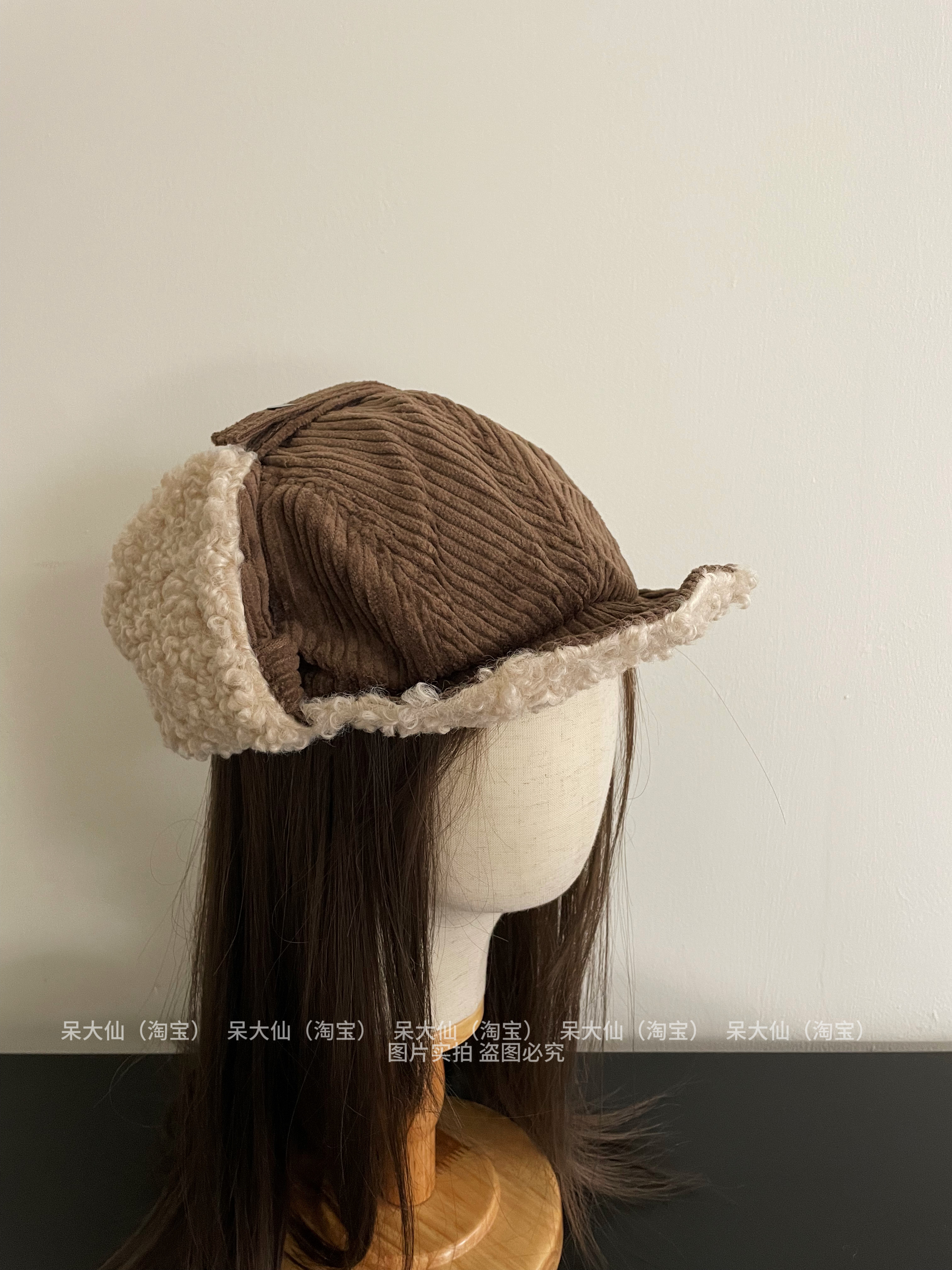 美式复古～灯芯绒雷锋帽子男女秋冬保暖护耳飞行帽日系加绒鸭舌帽,淘宝优惠券,粉丝福利购,淘宝优惠卷