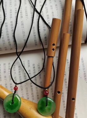 民族风绿色飘花天然玉石平安扣吊坠情侣男女玉佩项链挂件怀古饰品