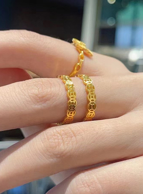 钛钢戒指 洗手不用摘~钱币戒指女复古铜钱食指戒气质百搭指环手饰