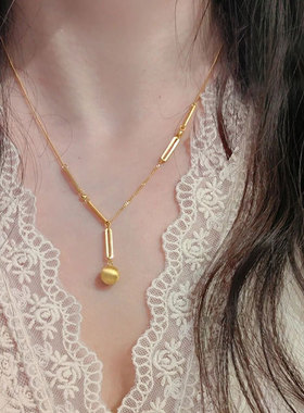 磨砂拉丝小金球项链女有求必应