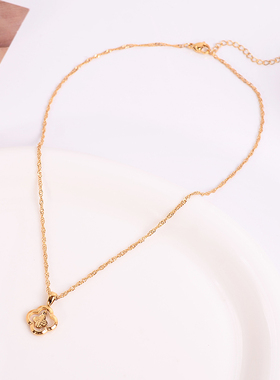 钛钢项链 幸运福牌项链女不掉色轻奢高级感锁骨链气质百搭配饰