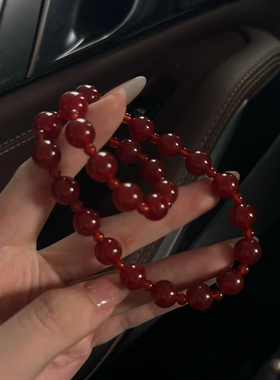 铜合金手链 红色满天星手串女冬显白双圈手链高级感配饰秋冬配饰