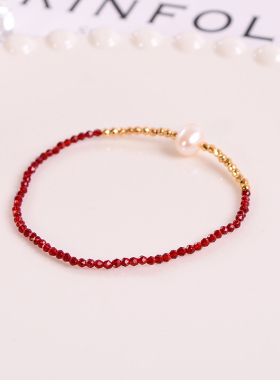 钛钢手链 红色蹦迪珠手链女小众设计感简约手串轻奢手饰品不褪色