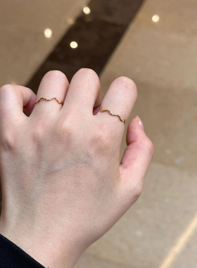 钛钢戒指 韩系简约超细百搭戒指女波纹车花素圈指环叠戴不褪色