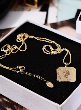 欧美钛钢镀18k金复古女ins项链