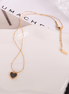 钛钢项链 波光粼粼复古气质爱心项链女时尚高级轻奢设计感锁骨链