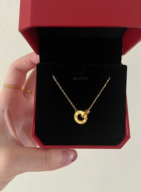 小众轻奢环环相扣项链女不掉色