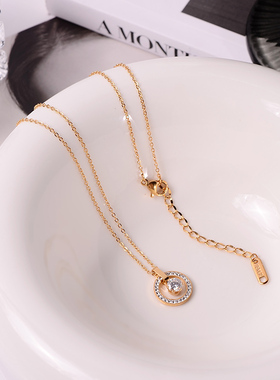 钛钢项链 简约圆形爆闪项链女小众设计感网红不掉色锁骨链配饰品