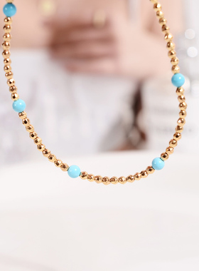 钛钢手链 时尚蓝色蹦迪珠手链女轻奢精致不褪色叠戴串珠手饰