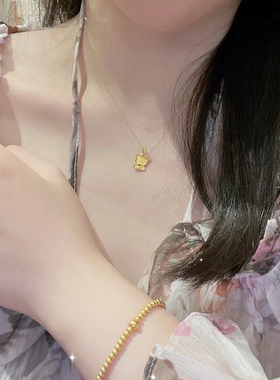 钛钢项链 爱心小熊项链女可爱卡通不掉色锁骨链新款简约百搭配饰