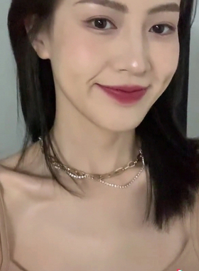 欧美时尚INS双层叠戴女真金锆石