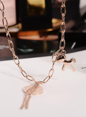 韩国马上轻奢女王硬币ins潮项链