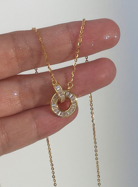 钛钢项链 环环相扣项链女轻奢小众设计双环锁骨链不褪色毛衣链