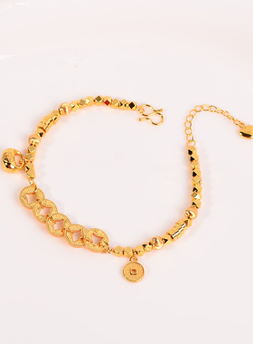 铜合金手链 新中式碎冰冰小方糖福包手链女高级感气质手串手饰品