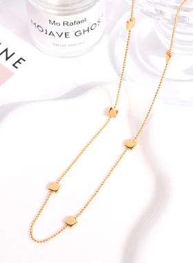 钛钢项链 小方块项链女2025新款气质小众设计轻奢锁骨链不褪色