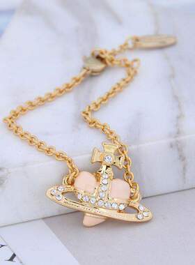 西太后薇薇安爱心镶石土星手链