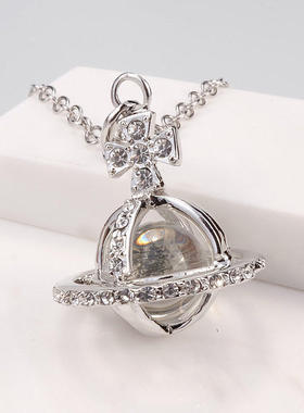 西太后薇薇安土星镂空镶钻项链