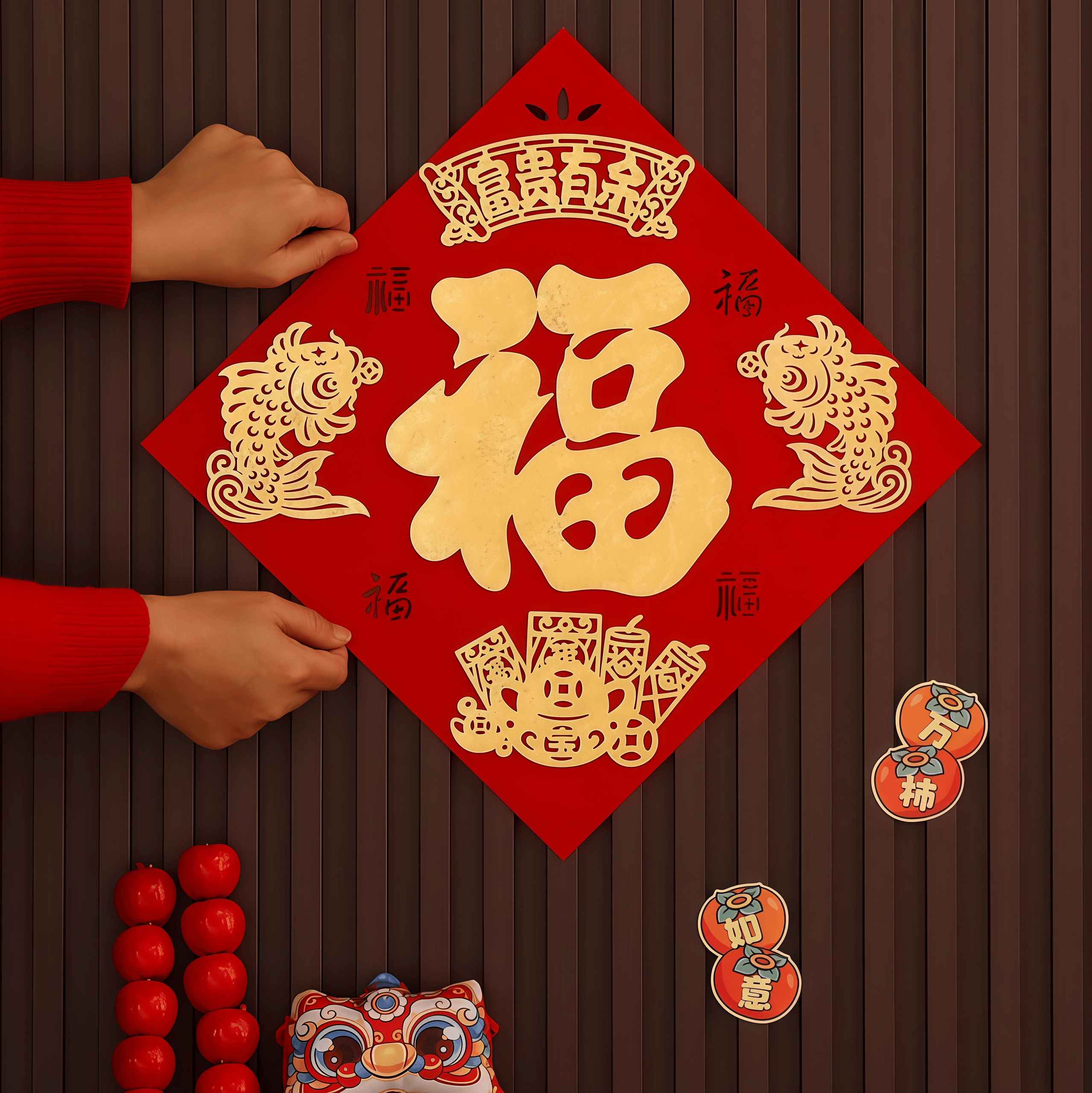 26新年马年福字门贴 新款春节大门入户装饰用品搬新家乔迁挂件,淘宝优惠券,粉丝福利购,淘宝优惠卷