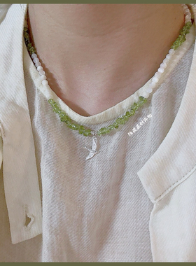 【自由颂】原创白蝶贝橄榄石自由鸟串珠项链女小众不掉色高级精致